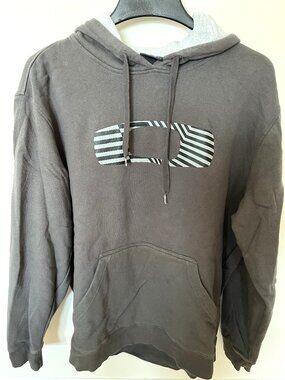 Oakley Big Ellipse Logo Hoodie Pullover Gray Matrix Graphic Mens XLarge
